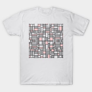 Map Lines White and Blush Pink T-Shirt